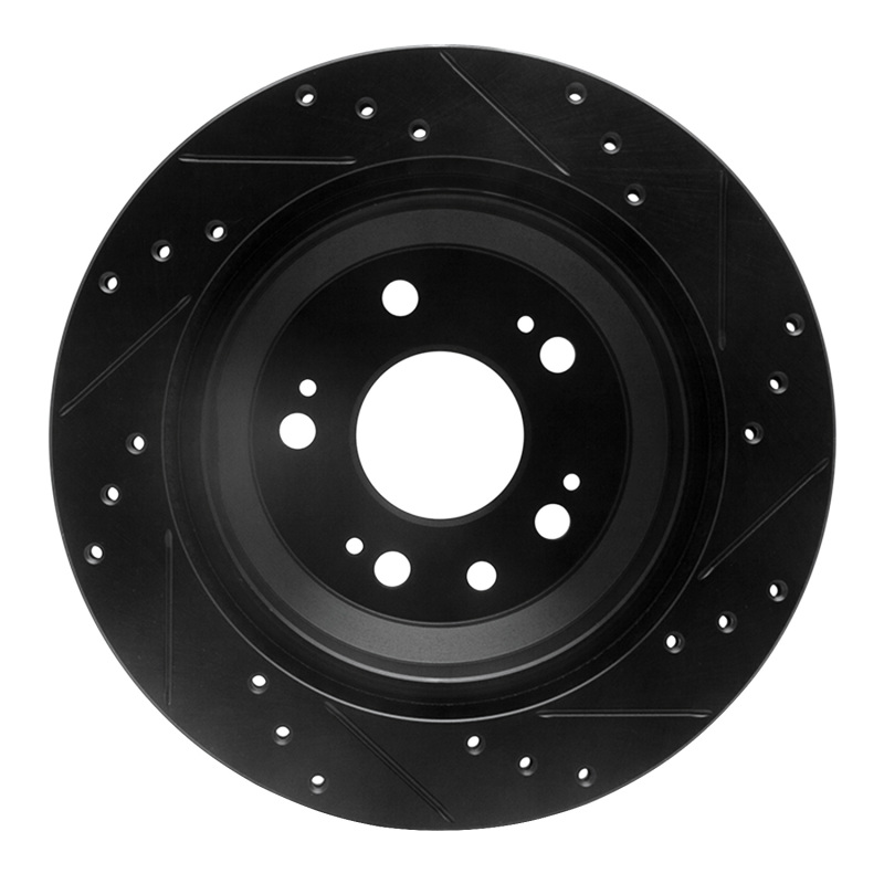 Acura RL Brake Rotor (1) - Rear Left - R1 Concepts - Drilled & Slotted - Black - `05-`12